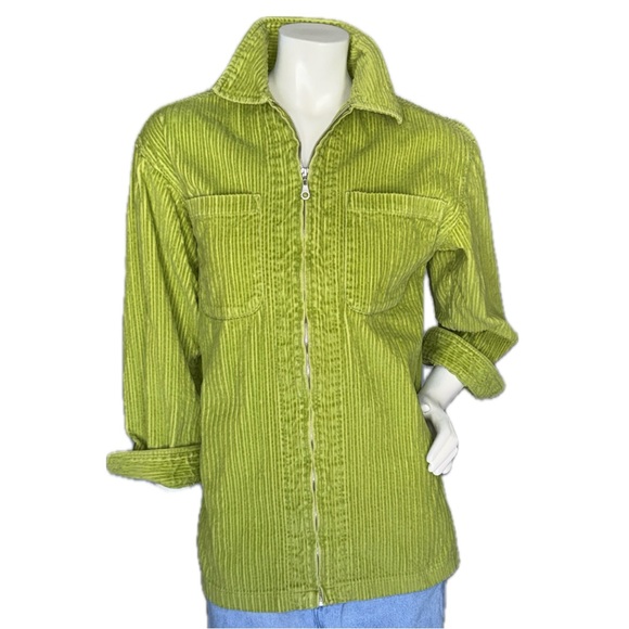 Express Jackets & Blazers - 🧥💿 EXPRESS EXP JEANS Lime Green Wide-Wale Corduroy Shacket Overshirt Jacket XS